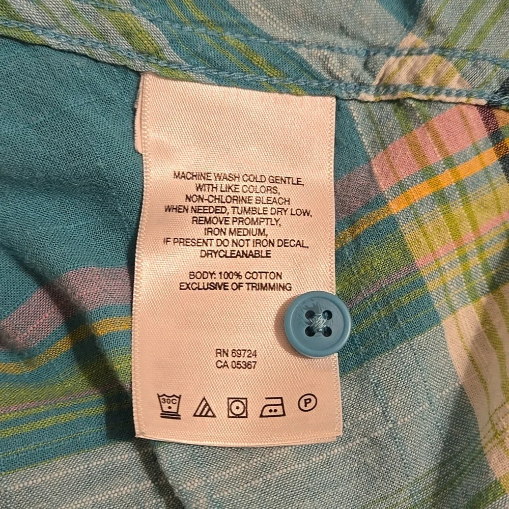 Columbia green and yellow plaid cotton button-down shirt Sz XL - Picture 10 of 10